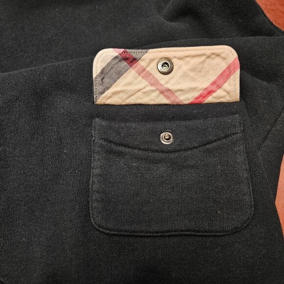Burberry Long Sleeve Pullover Front Snap Pockets Relaxed Fit Crewneck Bk Sz S - Picture 11 of 16